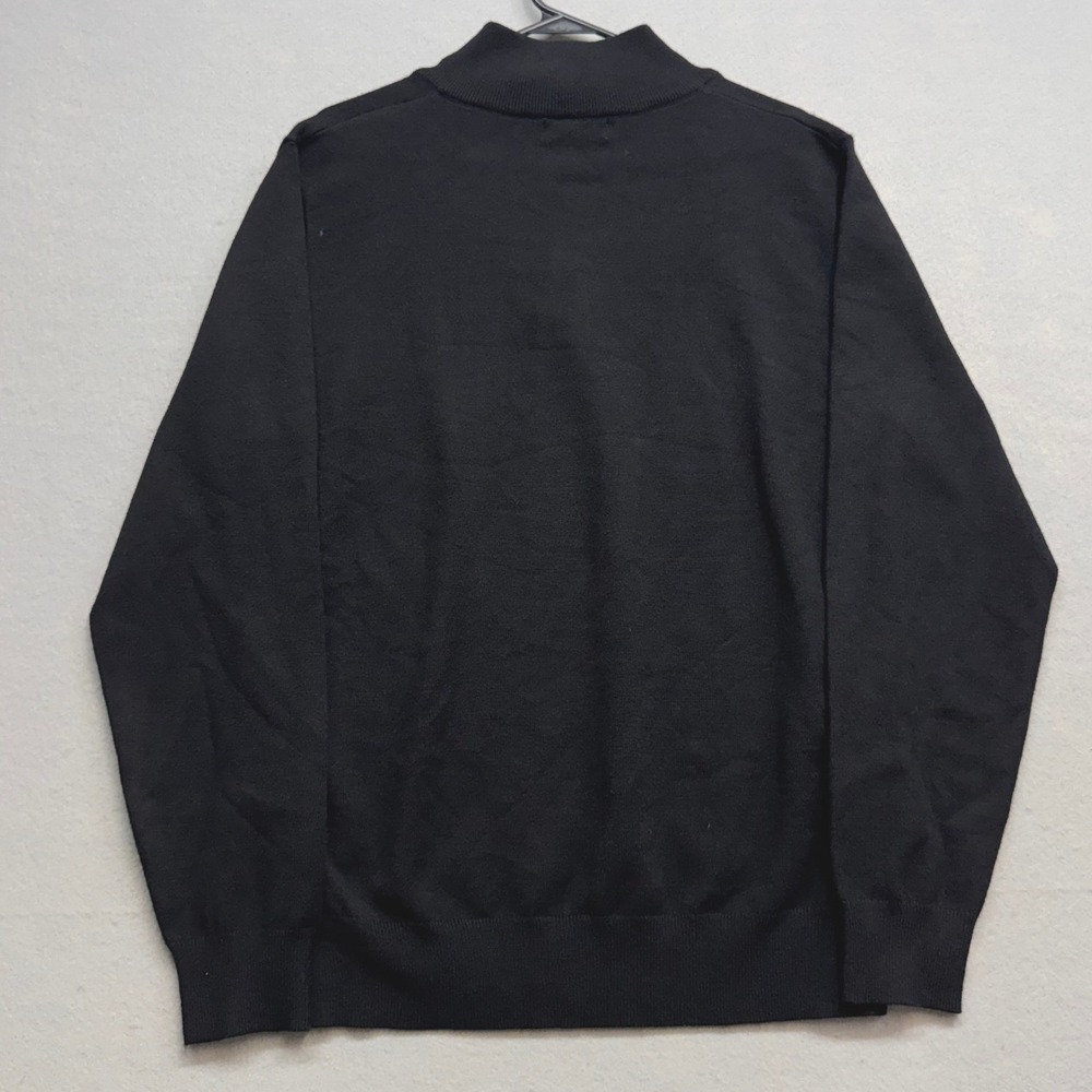 Runcati Mens Quarter Zip Sweater Black Mock Neck Plaid Trim QT1824 Size L NEW - Picture 2 of 7